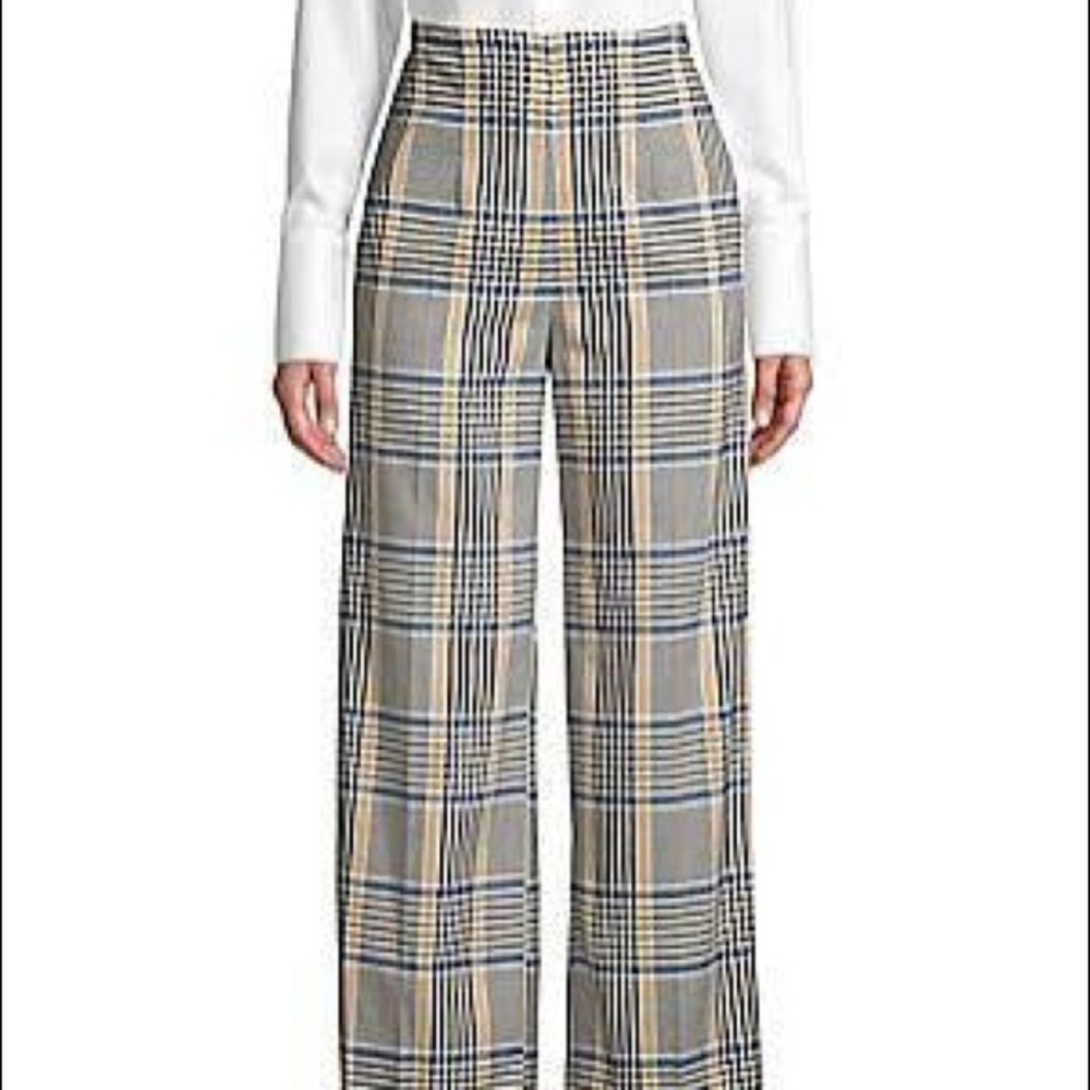 High-waisted flare plaid pants